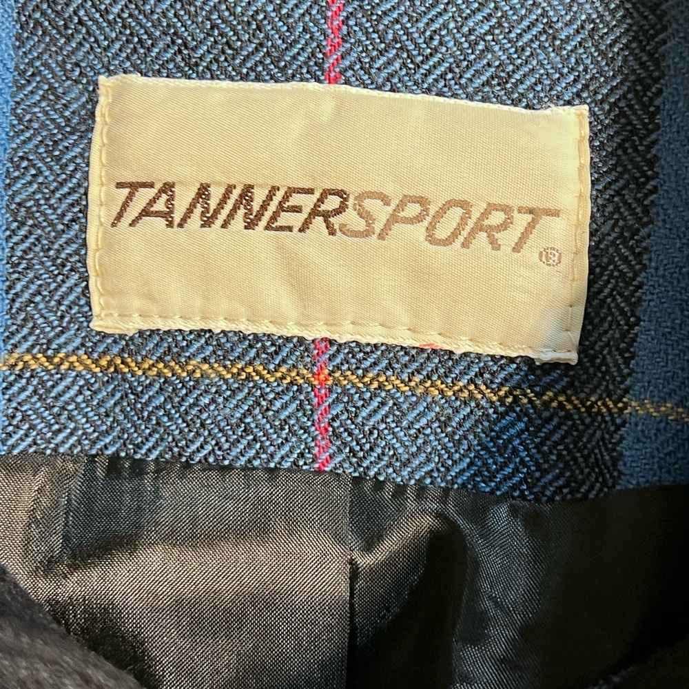 VINTAGE 80s wool tartan plaid blazer jacket button front collarless tailored 90s - Picture 8 of 12